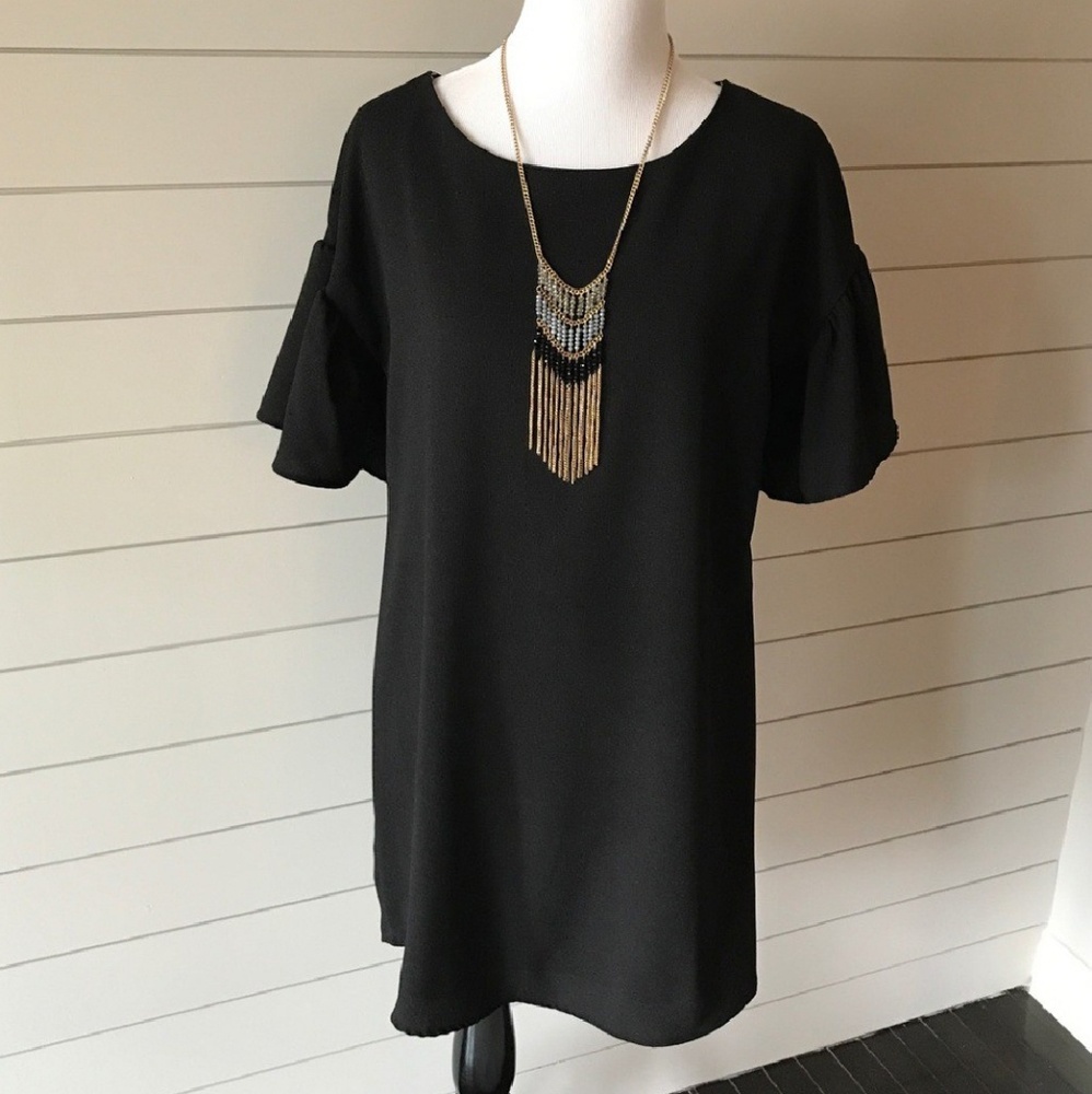 Black Tunic Dress (Necklace Sold Separately)